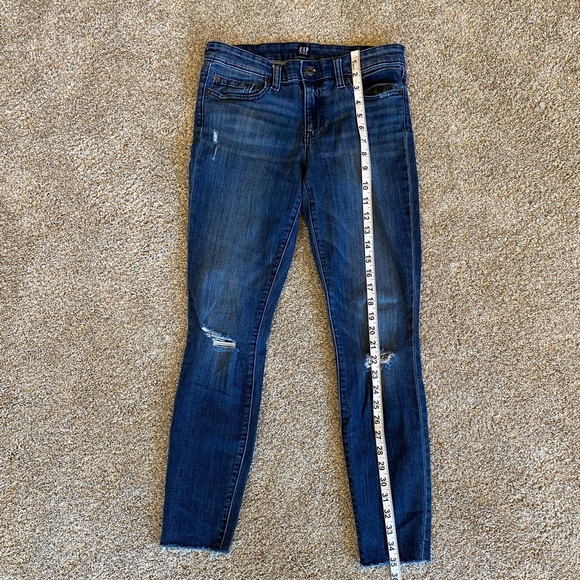 GAP dark indigo denim skinny distressed jeans. Women's 26 regular - Picture 13 of 13